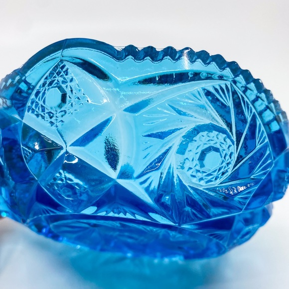 Vintage 1950s Kemple McKee Aztec Blue Nappy Dish Pattern 96 Handled Bowl - Picture 10 of 12